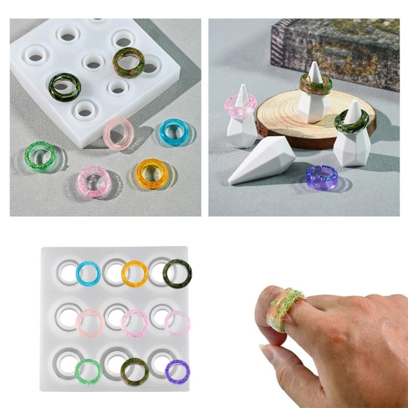 Flexible Silicone Mold for Finger Rings Full Plate Diamond Rings Epoxy Resin Mould Jewelry Tool Unique Accessories Molds