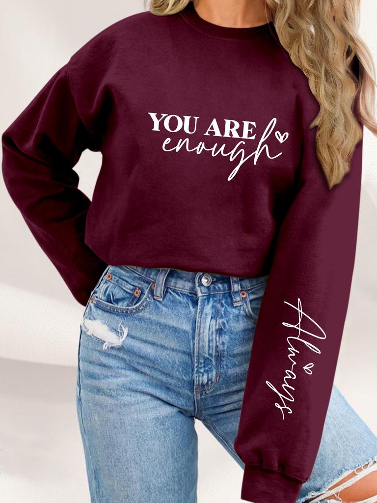 Women's Thickened Plush Hoodie 'You Are Always Enough' Print