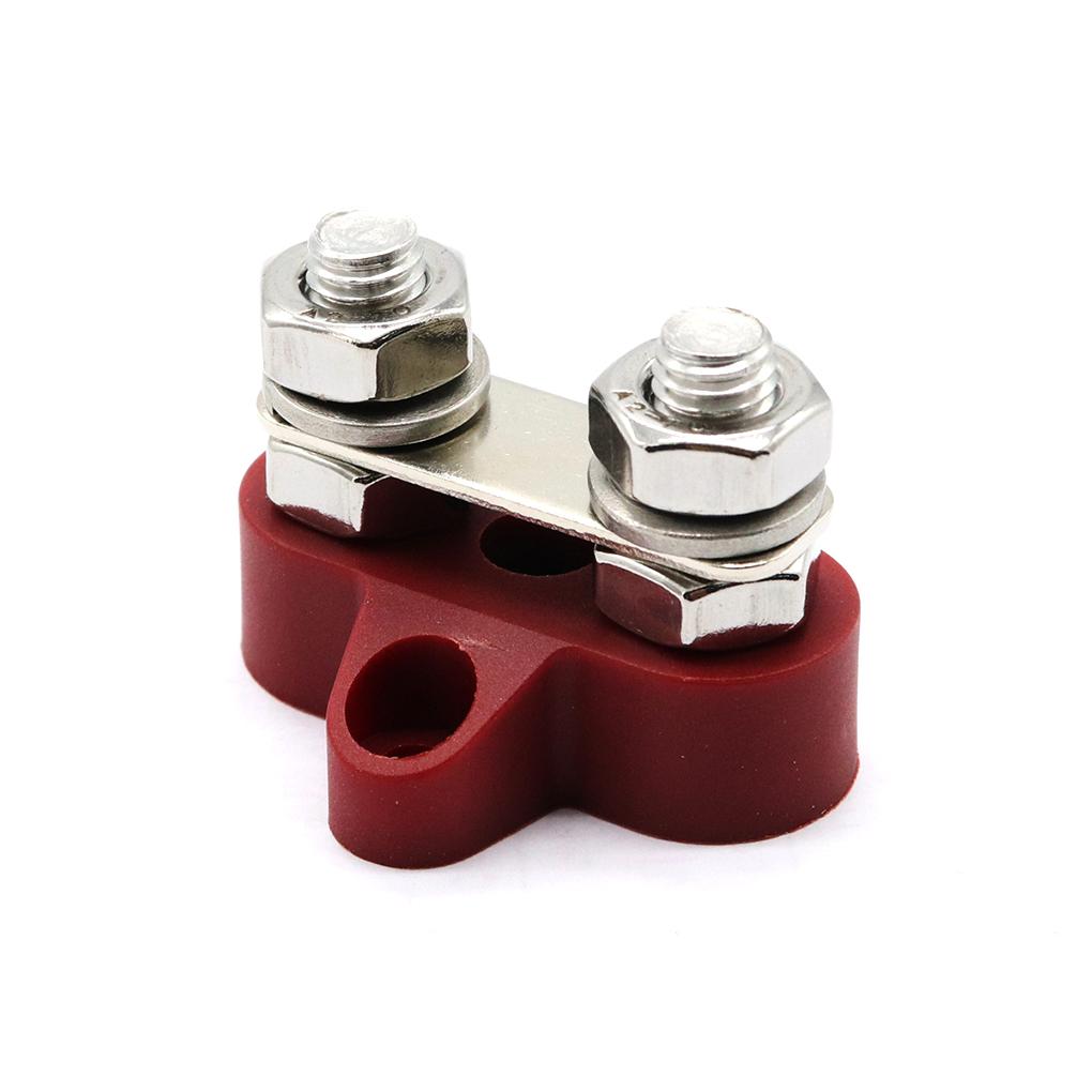 1 Pair Boat M8 Terminal Portable Fiberglass Base DC 48V Truck Automobile Dual Stud Terminals Accessories with Mounting Screws