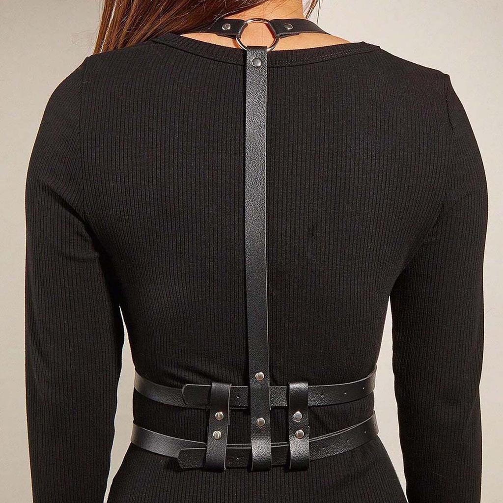 Cintura Taglie Forti da Donna, Cintura Pettorale Punk in Ecopelle PU, Cintura Body alla Moda, Accessorio Gotico per Festa Cintura Pettorale.