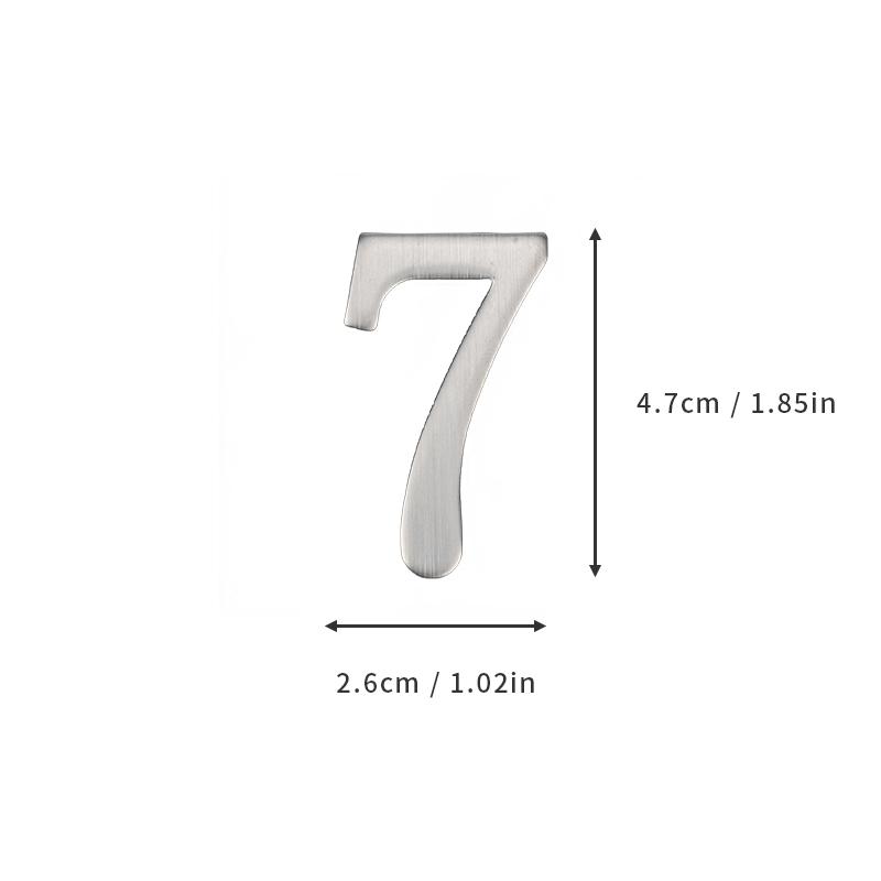 Aluminum Alloy Door Number with Backing Adhesive 5*3cm Silver House Number Apartment Door Number for Outdoor Hotel Home Mailbox