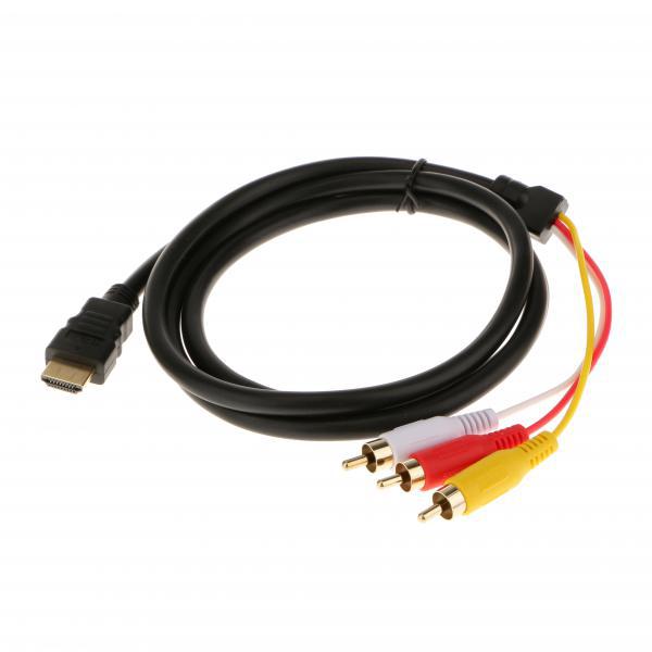 2Pcs HDMI Male To 3RCA Cable Three Color Coded RCA Composite