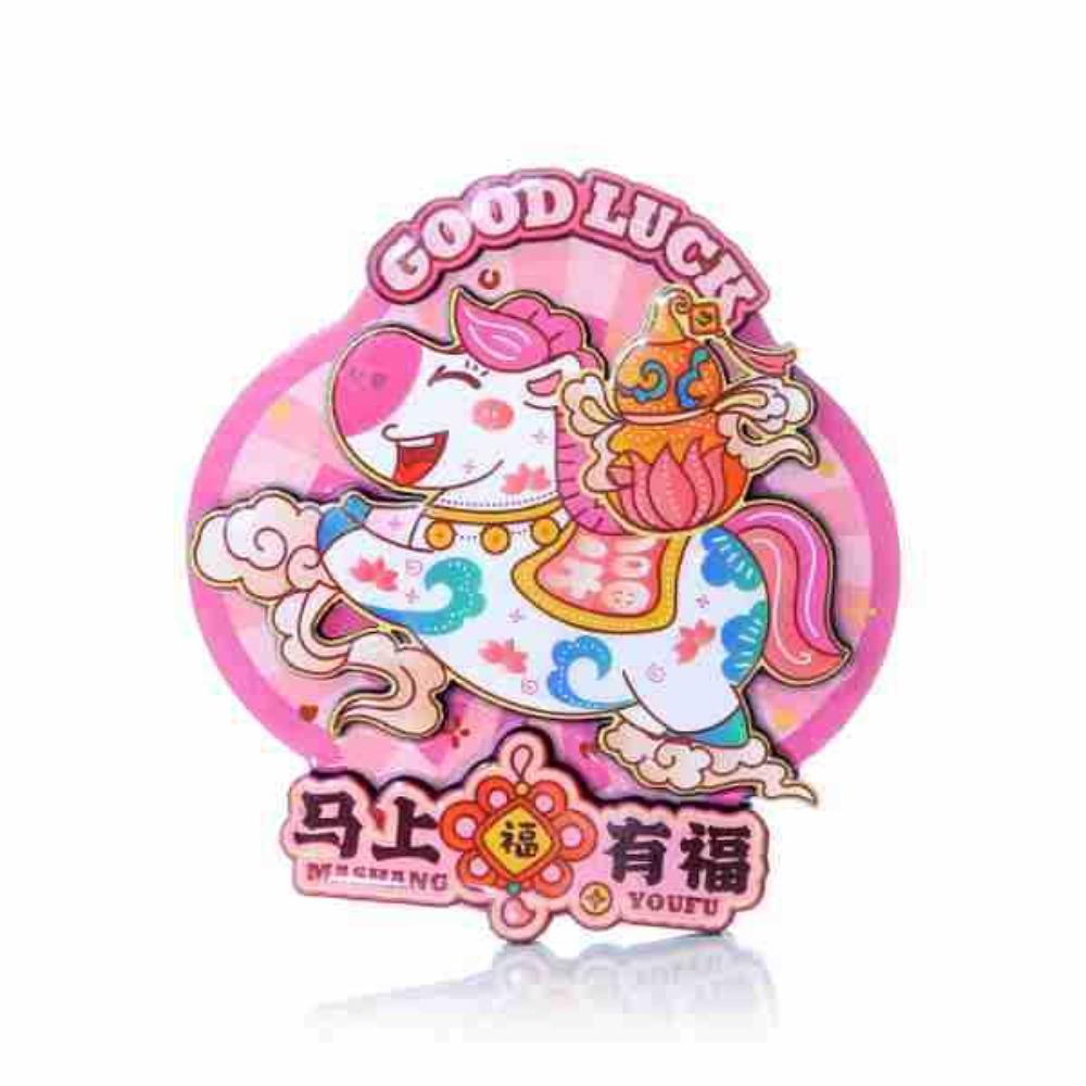 Holz Neujahr Magnetaufkleber Glückssegen Festliches Pferd Kühlschrankaufkleber Dekoration im chinesischen Stil