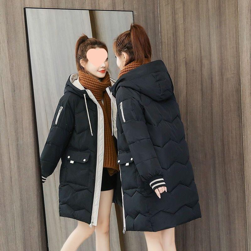 New Cotton Jacket Women's Mid-length Plus-size Cotton Jacket Winter Loose Thickened Hooded Cotton Jacket
