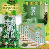 St Patricks Day Bow For Wreath 2X White Green Glitter Shamrock Bowknot Large Tree Topper Bows Irish Front Door Ornament