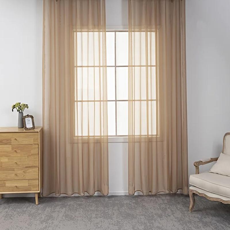 1pcs Beautiful Home Decoration Curtain Translucent Solid Color Gauze Curtains Gorgeous Hotel Living Room Decor Window Blind