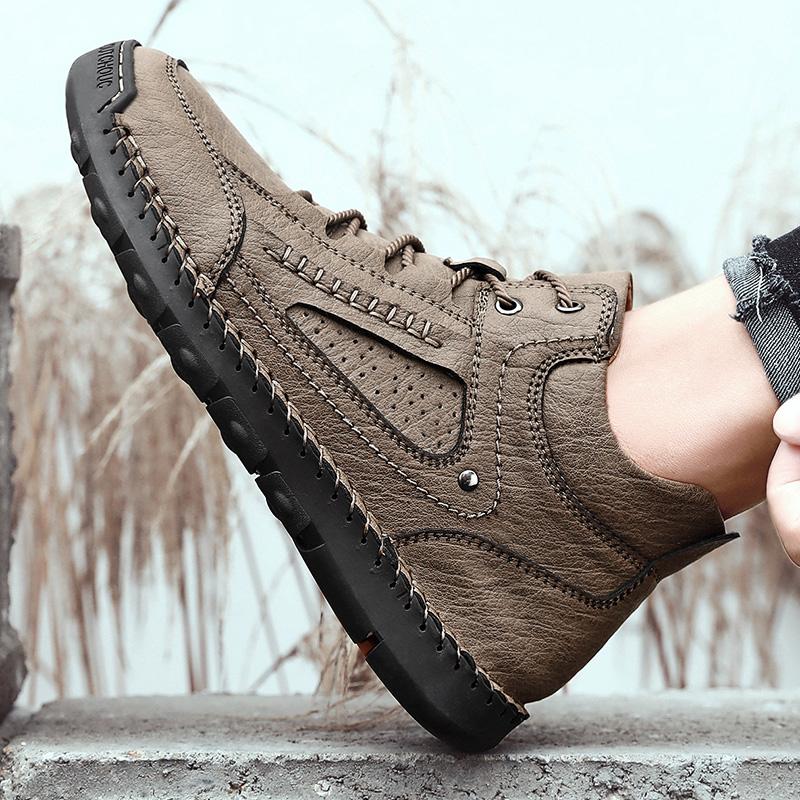 Men's Handmade Retro Leisure Shoes Large Size Casual Shoes Leather Rubber  Handmade Casual Shoes Winter Boots