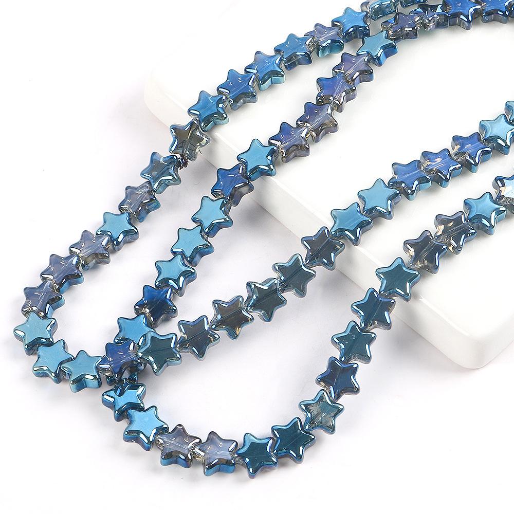 8/10Mm Color Plated Pentagram Beaded Glass Star Loose Beads Diy Handmade Beaded Necklace Material Jewelry Accessories