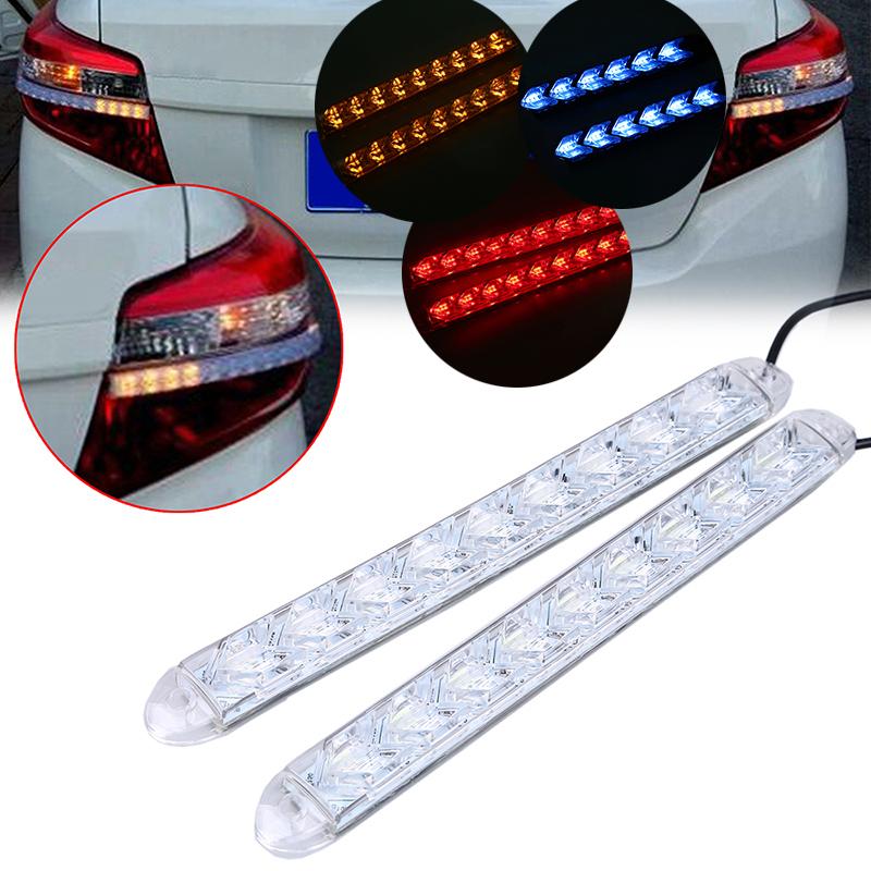 Flexibilné LED denné svietenie do auta Vodotesné šípkové blikače Výstražné svetlá Biely/Jantárový pásik Smerové svetlá
