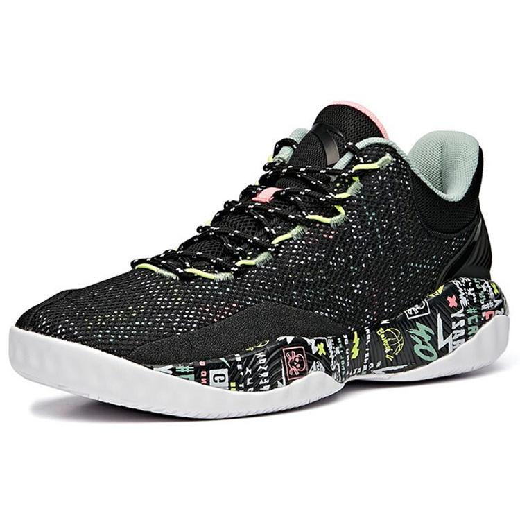 New Anta A shock Cushioning Anti Slip Wear Resistant Breathability Low Top Basketball Shoes Men's Black 112031605-1