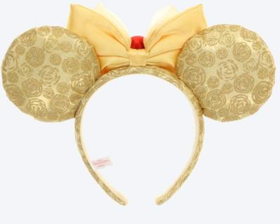 Kostium sukienki Belle Piękna i Bestia z wstążką w kształcie róży i uszami, Disneyland, Tokyo Disney Resort, Nowy Obszar TDR, Nowa Kraina Fantazji