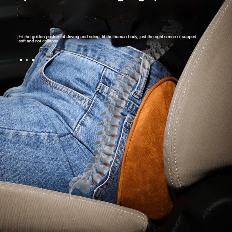 2-in-1 Car Seat Booster Universal Driver Memory Foam Lumbar Pillow Suede Seat Heightened Inclined Cushion Car