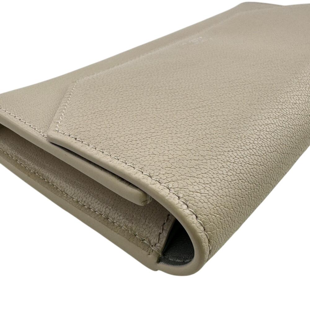Balenciaga 736732 Continental Wallet Leather Envelope Purse Beige Leather Women Used