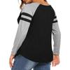 Women's Casual Fashion Striped Long-sleeved T-shirt V-neck Color-blocked Top