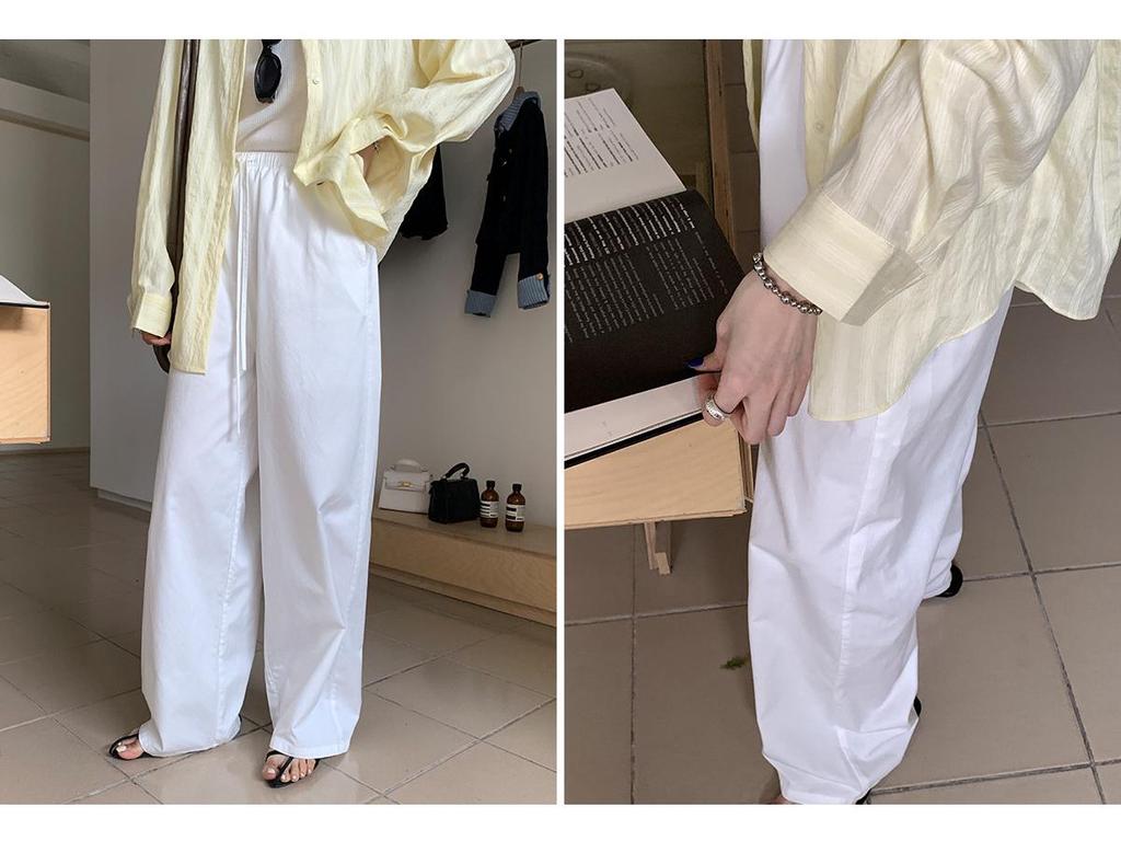 Vision Women's White High-Waist Wide Leg Pants - Spring 2026 Korean Style, Slimming & Versatile Casual Wear