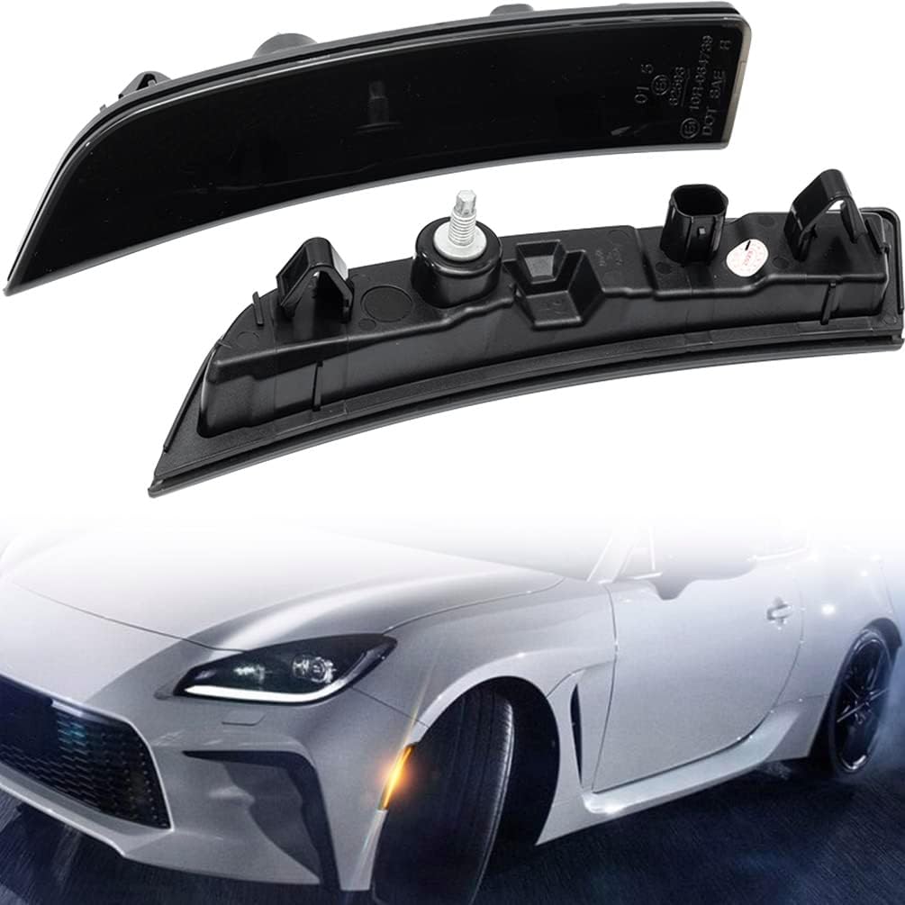 NJSBYL Amber LED GR86 Side Marker Lights Assembly for 2022 2023 Toyota GR86 Subaru BRZ Left Driver Right Passenger Side Bumper Marker Light Turn
