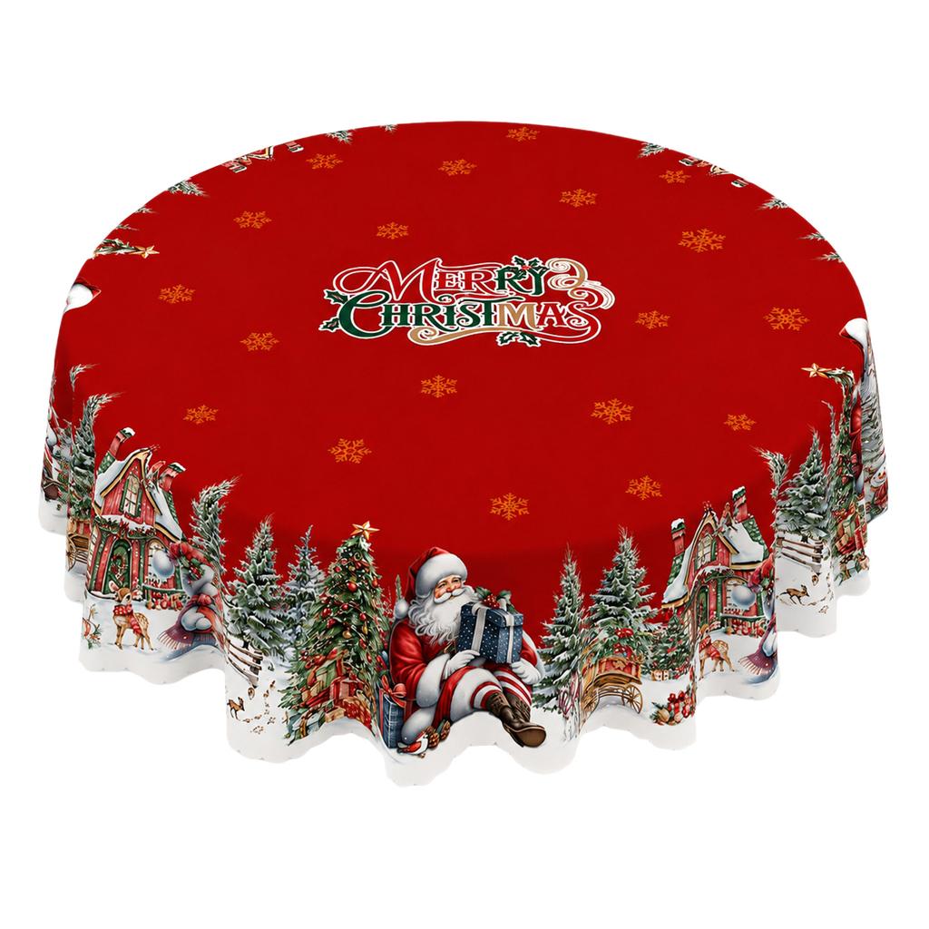 Christmas Tablecloth with Holiday Decorations for Dining Table and Placemat