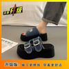 Thick-soled muffin sandals women's 2025 new versatile denim cloth slippers sports Roman sandals European goods trend increases women