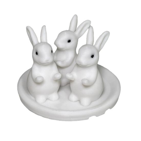 Kaninchen Aufbewahrungsschale 3D Gedruckte Statue mit Weißem Kaninchen Schale Schlüssel Ohrringe Schmuck Ausstellungsständer