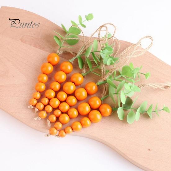Easter Wooden Carrot Beads String Wood Pendant Spring Home Party Decoration for Birthday Housewarming