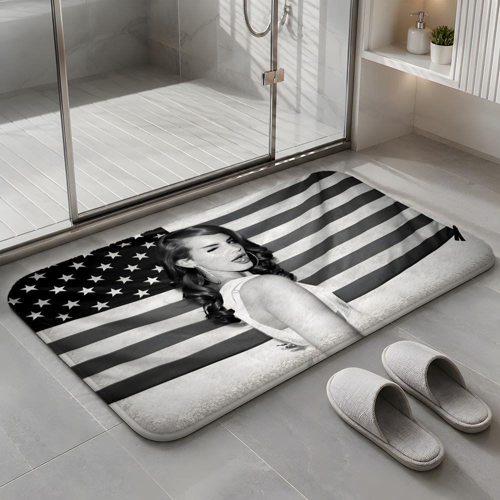 Singer L-Lana D-Del Rey Floor Mat Soft Flannel Non-Slip Rug Washable Floor Mat for Living Room Bedroom Home Decor