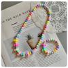 Korean Cartoon Kids' Candy Color Beaded Necklace & Bracelet Set with Flower Bowknot & Hanger