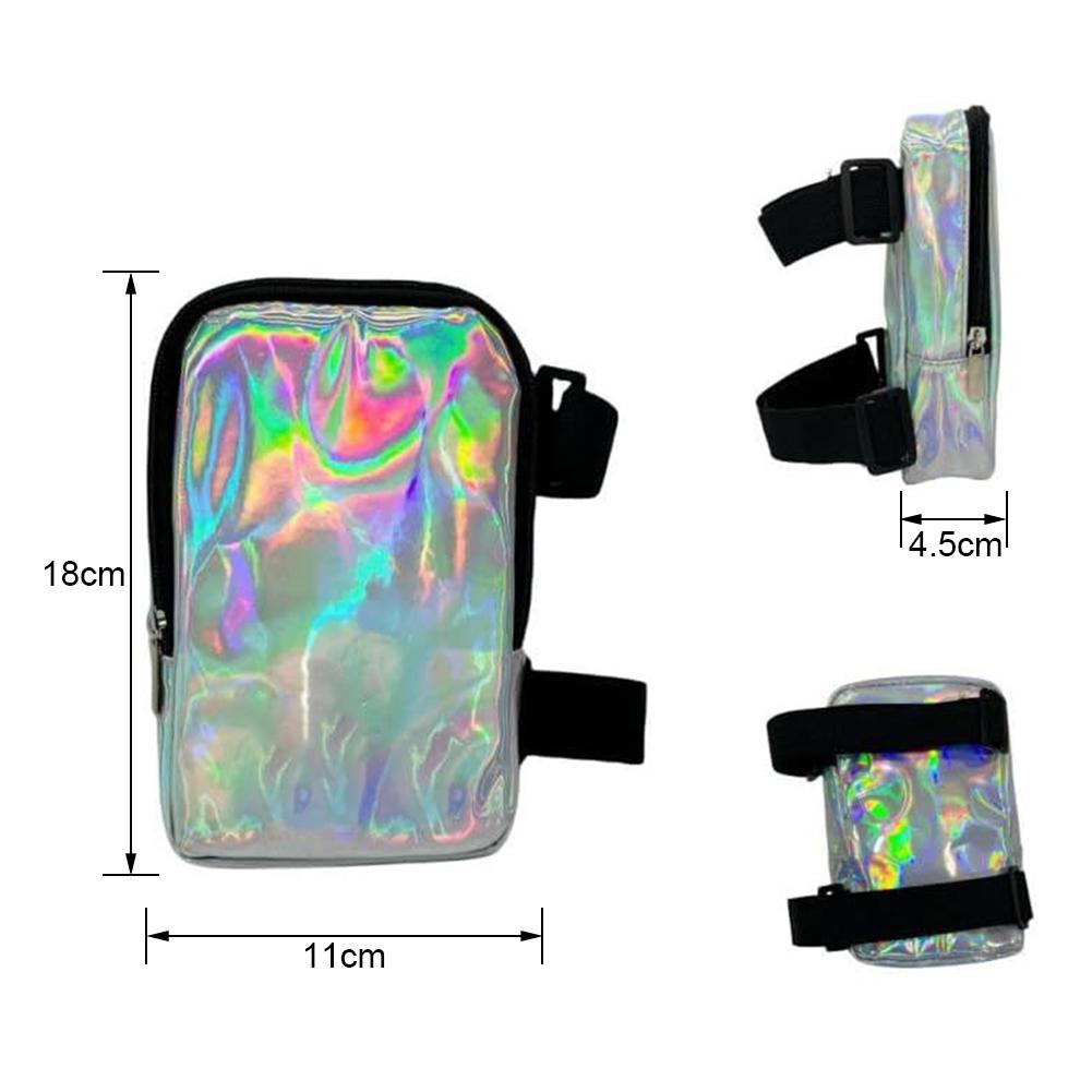 Women's Holographic Thigh Bag Adjustables Straps Waist Pouch For Outdoor Waterproof Running Leg Bag Sports Mobile Phone Holder