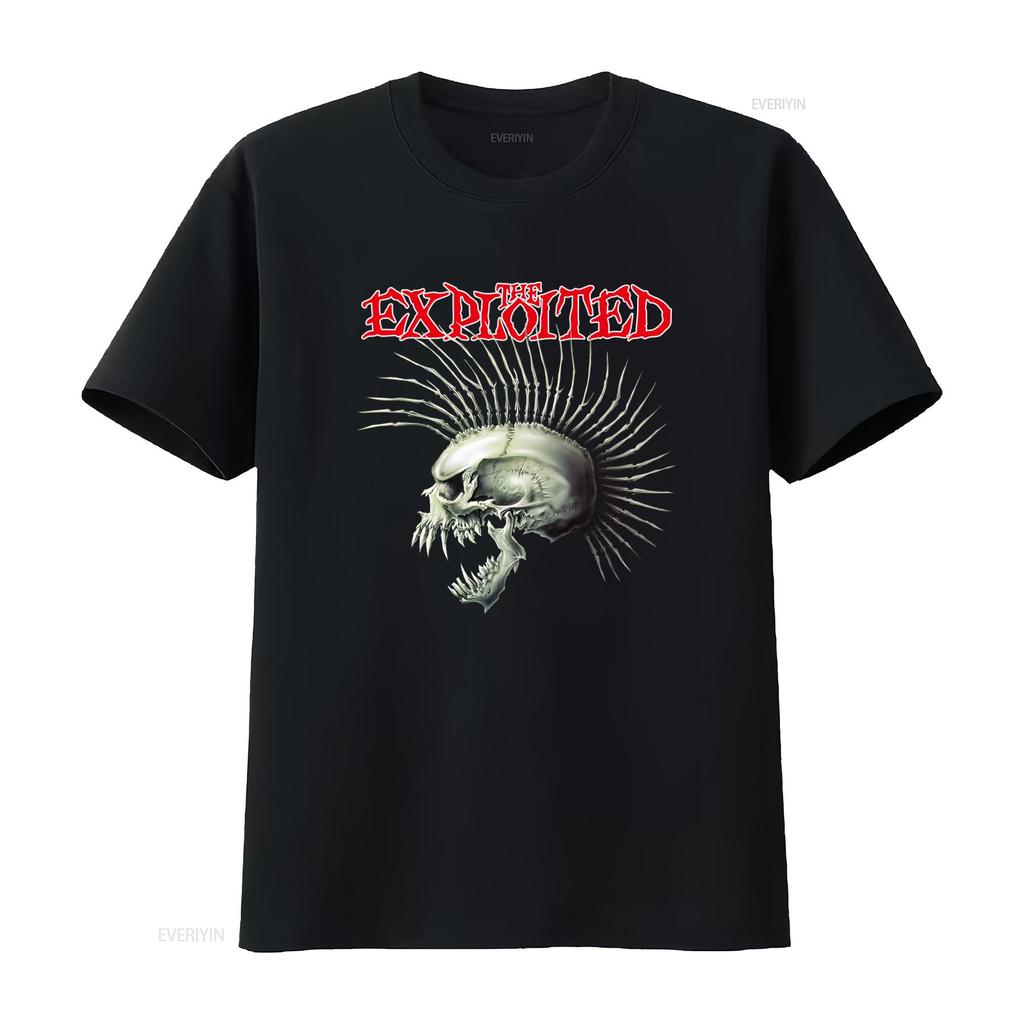 The Exploited Totenkopf Nieten Punk Rock T-Shirt Beat Bastards Fotl Schwarz Vintage Gewaschen Dehnbar Vielseitig Mode Stilvoll