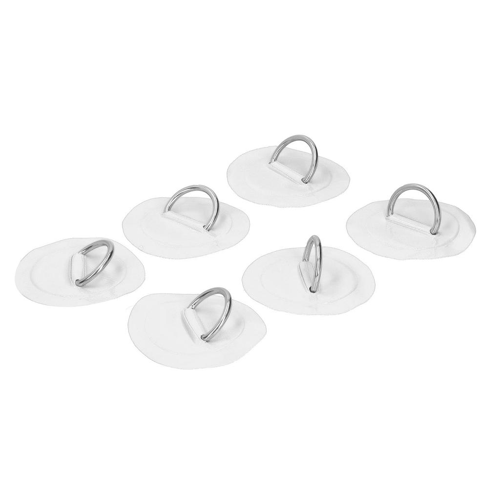 6 Stück Aufblasbares Boot Kajak D-Ring Pad Patch Marine Feste Schnalle mit Elastischer Bungee-Kordel(Weiß )