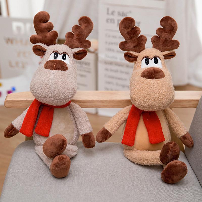 Christmas Reindeer Plush Toy With Pp Cotton Fill For Kids Holiday Decor Gift