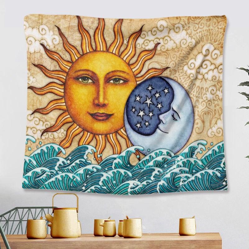 Japanese Tavern Sea Wave Tapestry Ghost Samurai Decorative Tapestry Room Decoration Home Decor Dorm Wall Hanging Backdrop Cloth