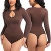 Women Seamless Long Sleeve Tight Shaping Bodysuit Tummy Control Butt Lifting