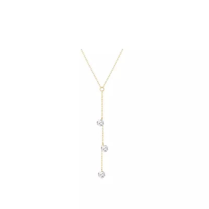 Collana a Nappa Triplo Diamante Lacrime di Stella Zircone Super Scintillante - Bracciale Choker Semplice da Fiaba - Collana a Girocollo