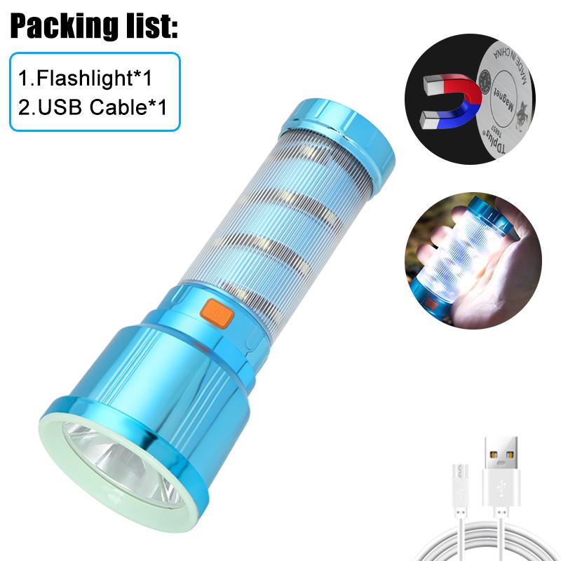 Tragbare LED-Taschenlampe, Multifunktions-Camping-Taschenlampe mit Seitenlicht, wiederaufladbare Zeltlampe, Outdoor-Camping-Laterne für den Notfall