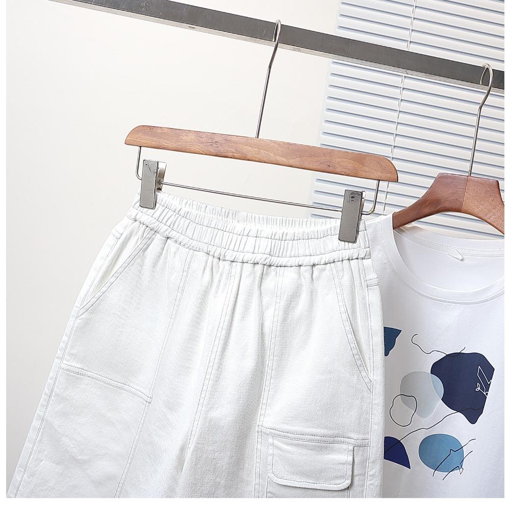 DIMANAF Plus Size Women Shorts Pants 2025  Summer Loose Short Basic High Waist Solid Pants Elastic Waist