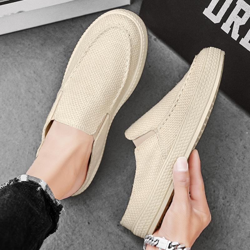 Herren Sneaker Sommer Slipper Loafer Plateau Outdoor Freizeitschuhe für Herren Neue Geschlossene Zehen Hausschuhe Leinen Oberfläche Slipper