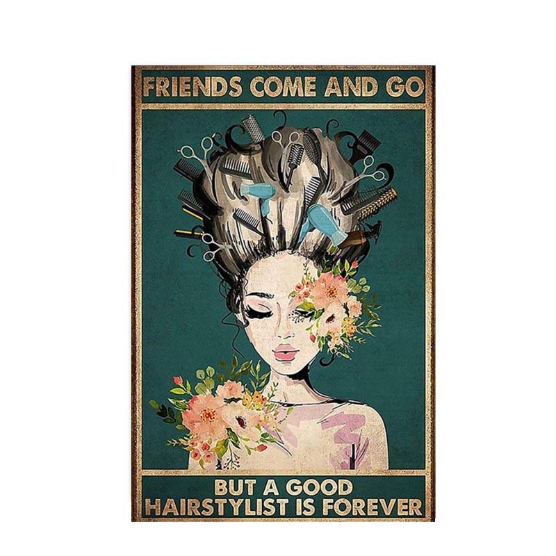 

Винтажная художественная картина с цветочной девушкой на холсте, модный слоган, постеры для парикмахерской и принты, настенная художественная картина для гостиной, домашний декор 30x40cm No Framed