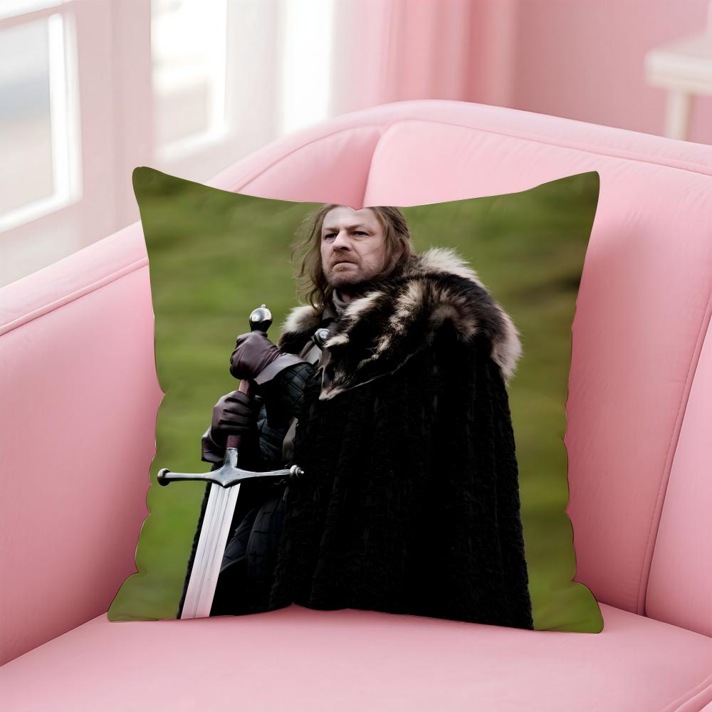 eEddard StarkLinen Decorative Cushion Cover Pillow Case Soft Friendly Fabric Concealed Zipper