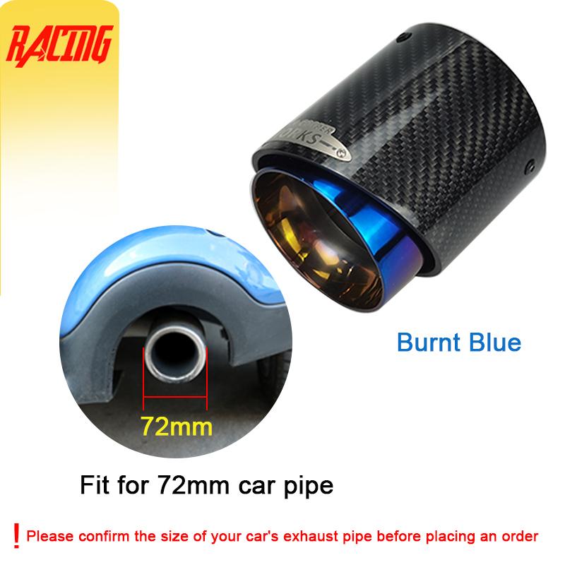 

1 Pc Carbon Fiber Exhaust Muffler Tips car modification nozzle for muffler Fit Upgrade For Mini Cooper F54 F55 F56 F57 F60 R55 Blue- In72mm