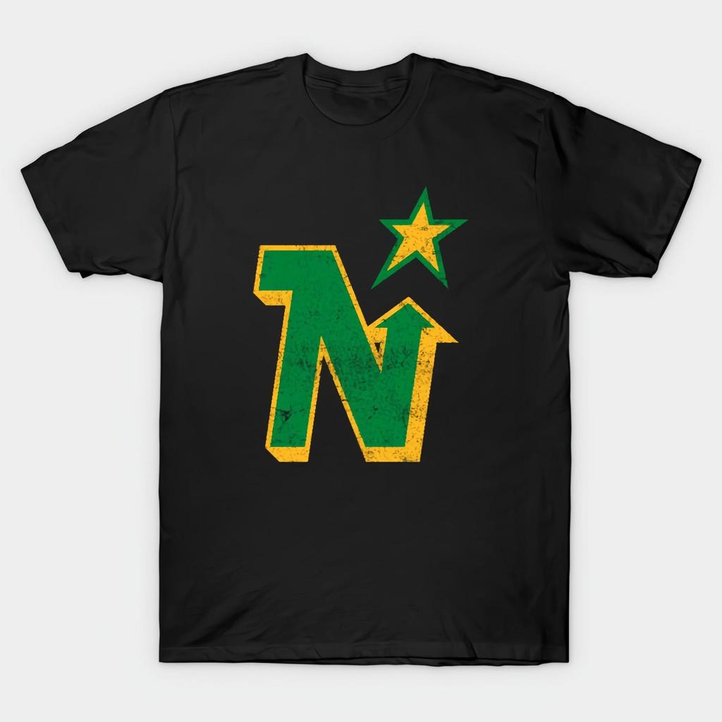 New Minnesota North Stars Black T shirt Size S-4X Casual