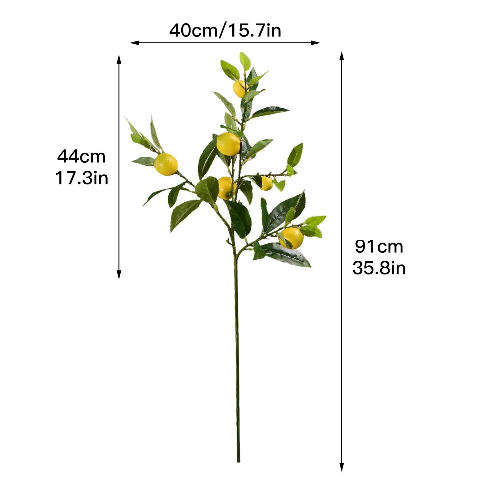 

Vivid Artificial Lemon Branches Cuttings 91cm Simulation Plant Fake Flowers Arrangement Home Decor Ornament Party Fruit Props зелений
