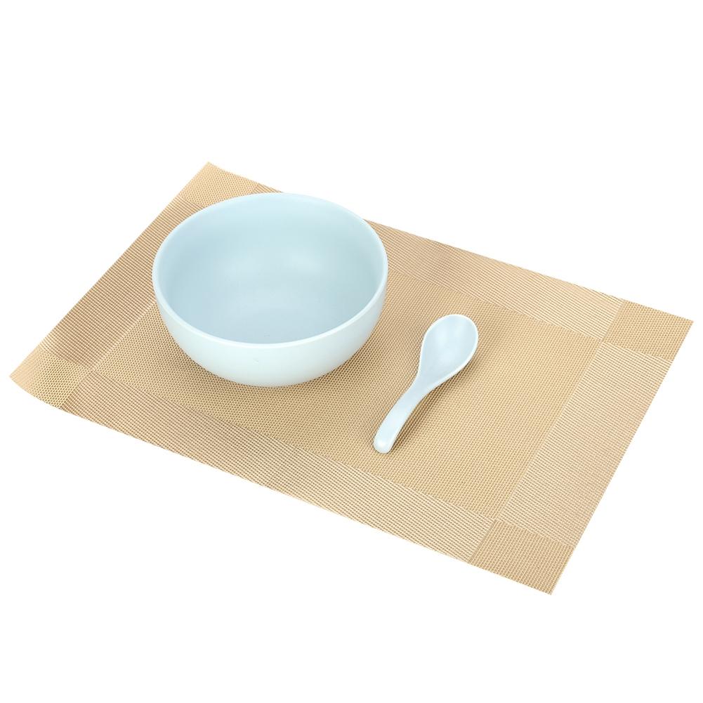 4 Pcs Placemat Fashion PVC Dining Table Mat Plate Pads Coasters Table Cloth Pad(Gold)