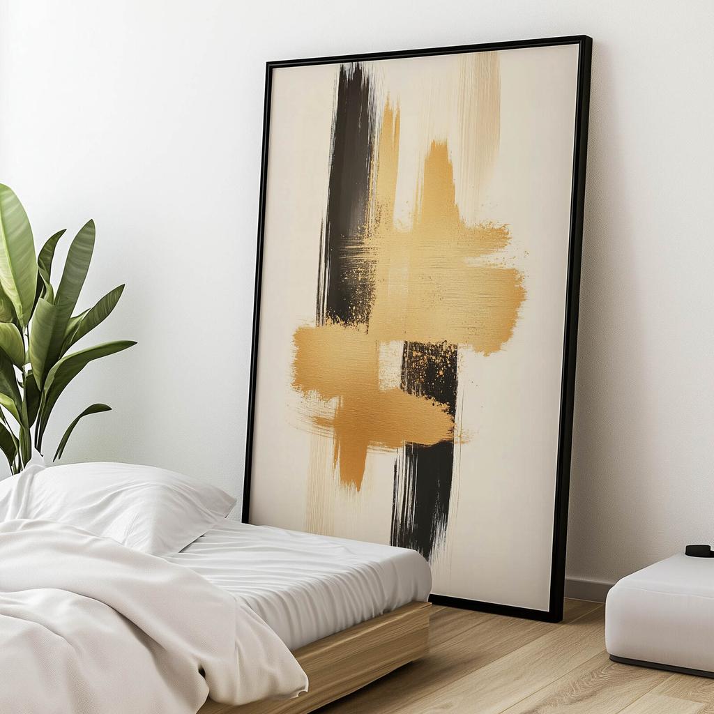 Kontrast Złota I Czerni Kontrast Złota I Czerni, 50X70 Cm, Rama Drewniana Ciemny Brąz, Papier Matowy 230 Gsm