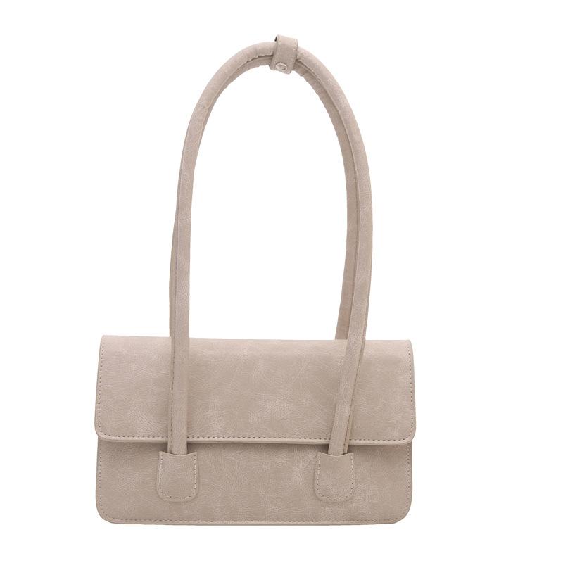 Spring new PU women's bag oil wax leather shoulder bag texture fashion trend bean green underarm bag