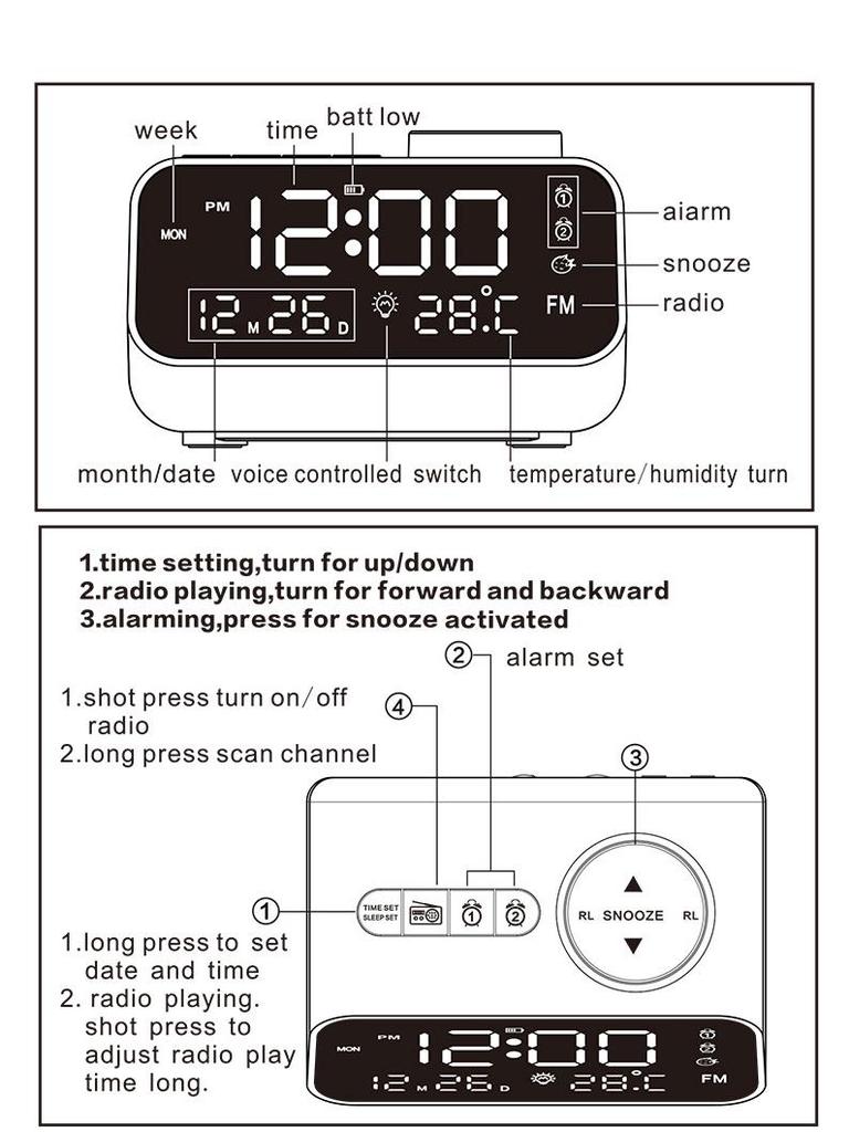 2022 Digital Alarm Clock with Large Screen, FM Radio, Perpetual Calendar, and Snooze Function