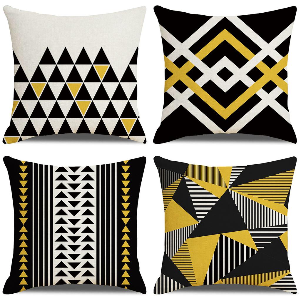 New Yellow Geometric Nordic Ins Style Sofa Pillow Cover Cushion Cover New Home Soft Decoration