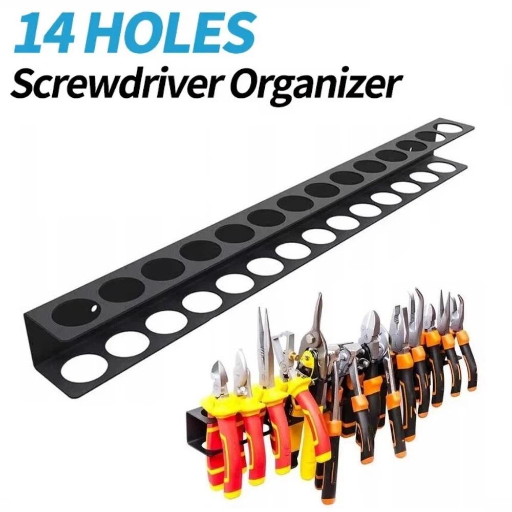 Heavy Duty Screwdrivers Pliers Wall Rack Black Space Saving Wall Mounted Pliers Holder Sturdy Durable Tool Storage Rack