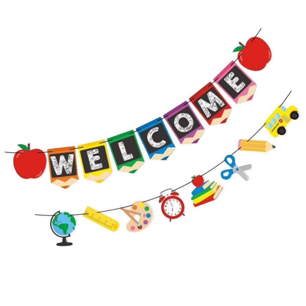 Flag Classroom Opening Flower Decorations Back Banner School Party