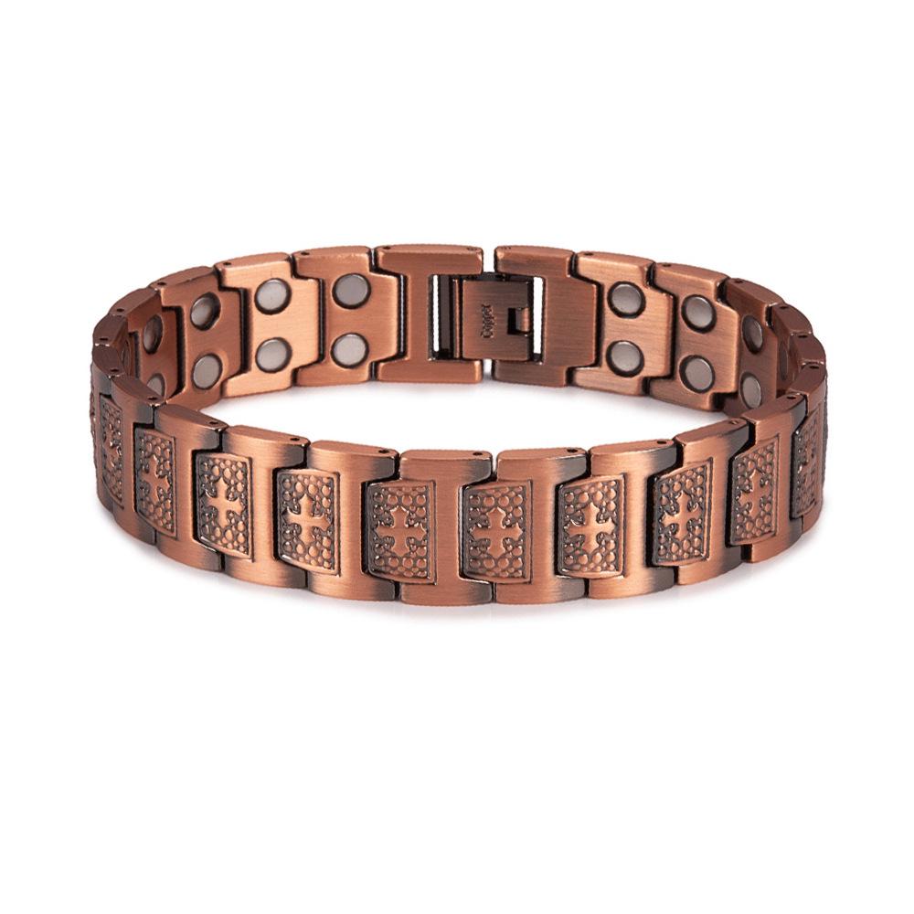 Ретро Мужской Двухрядный Магнитный Браслет - Красно-Фиолетовая Медь