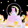 Iridescent Castle Snowfall Crystal Ball Music Box for Kids - Dreamy Fairy Tale Carriage.